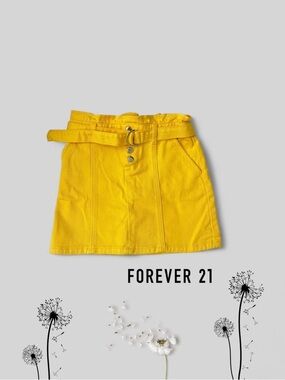 Forever 21 paper bag Bright Yellow Belted Mini Skirt